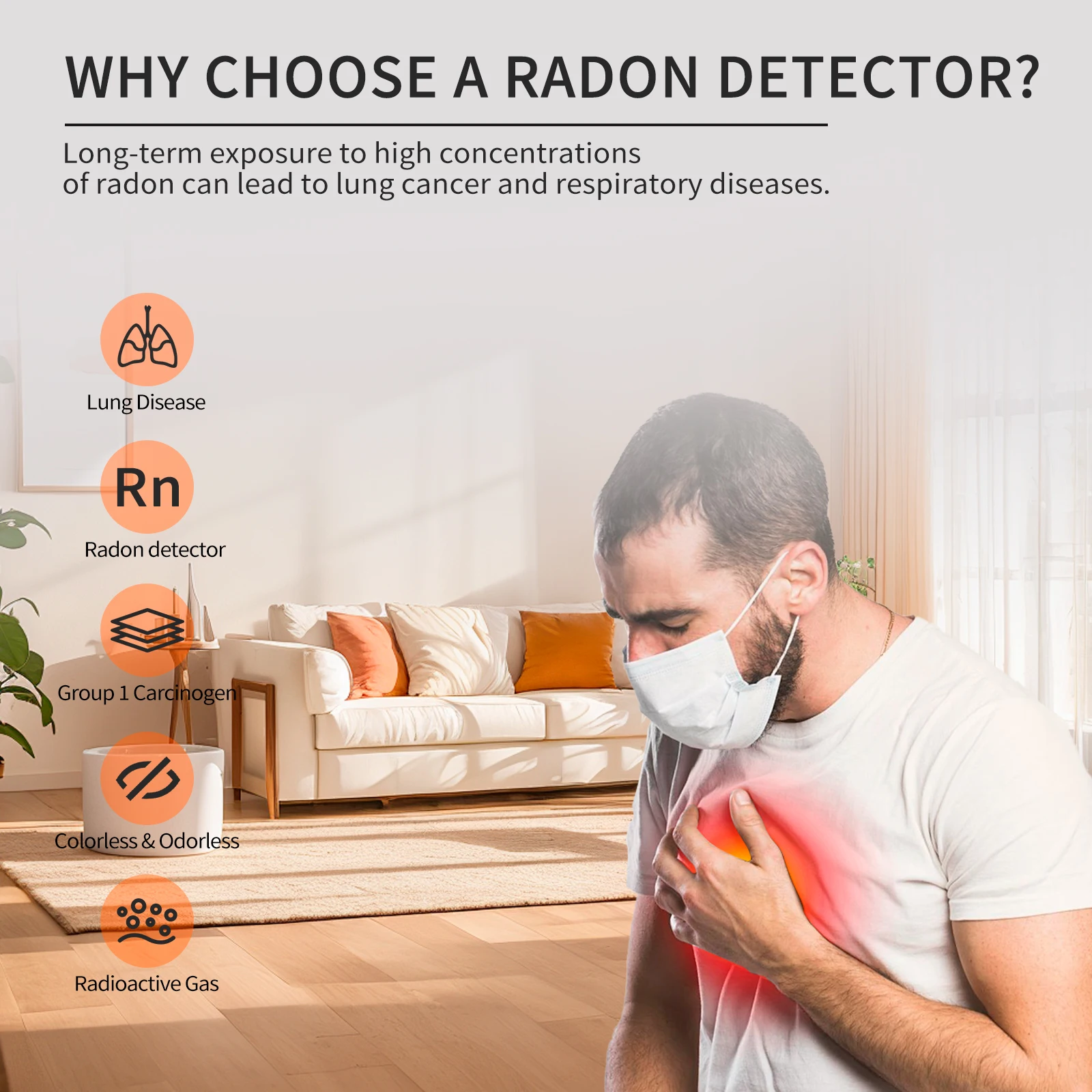 VEVOR Radon Detector For Home, 3.3Bq/m³ To 37kBq/m³, Portable Battery - View #6