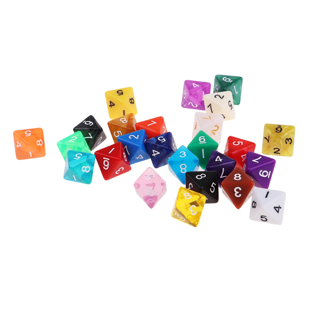 25Pcs Polyhedral D8 Acrylic for RPG DND Role Play Accessory