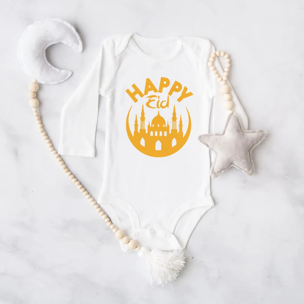 My First Eid Baby Bodysuits Eid Long Sleeve Boys Girls Rompers Infant Jumpsuits 1st Eid Newborn Clothes Baby Ramadan Outfits 2