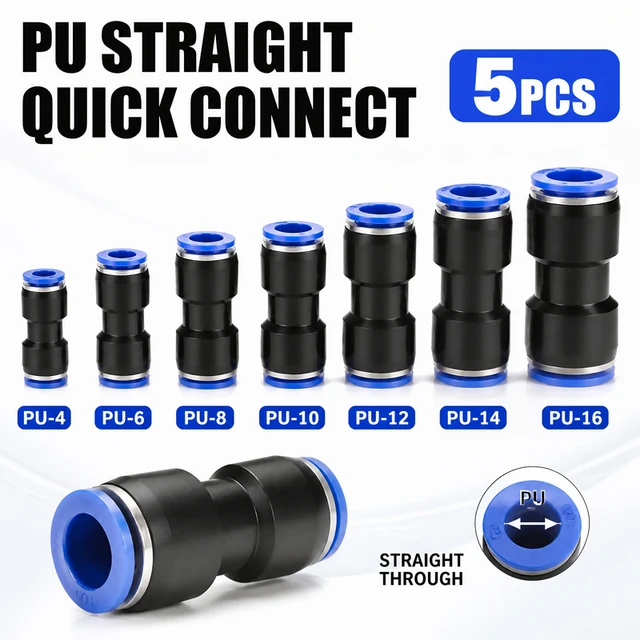 5PCS Pneumatic Fittings Plastic Connector PU 4mm 6mm 8mm 10mm 12mm For Air water Hose Tube Push in Straight Gas Quick Connectio 1