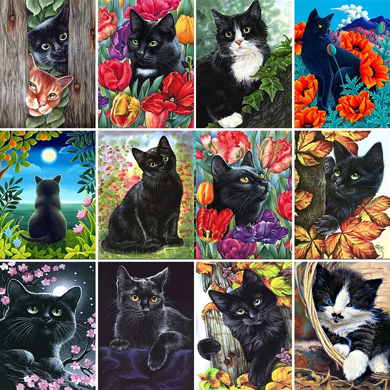5D DIY diamond painting flowers and cats animals full diamond mosaic art flowers cats painting collection home decor pai