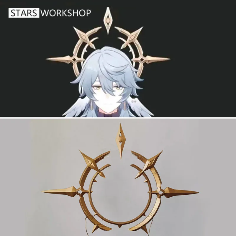 In Stock Game Honkai Star Rail Latest Sunday Cosplay Wig Light Blue Hair Mr. Sunday Uniform Prop Halo Headwear Earring Halloween