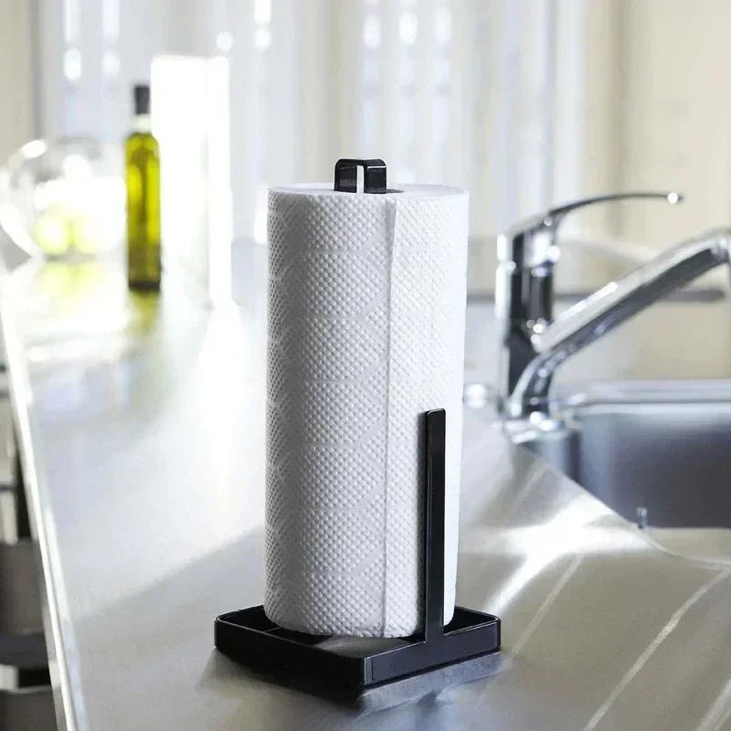 Kitchen Metal Roll Paper Holder Portable Tools Roll Paper Towel Holder Bathroom Tissue Stand Silver Napkins Rack Home Storage
