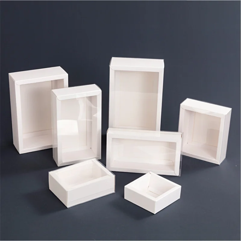 NBEADS 12 pz Scatola per Cassetti in Carta Kraft, 11x8x4.2cm Scatola di Carta Piegata con Copertura in Finestra in PVC Trasparent per Caramelle e Regali Confezioni Regalo di Natale, Firebrick