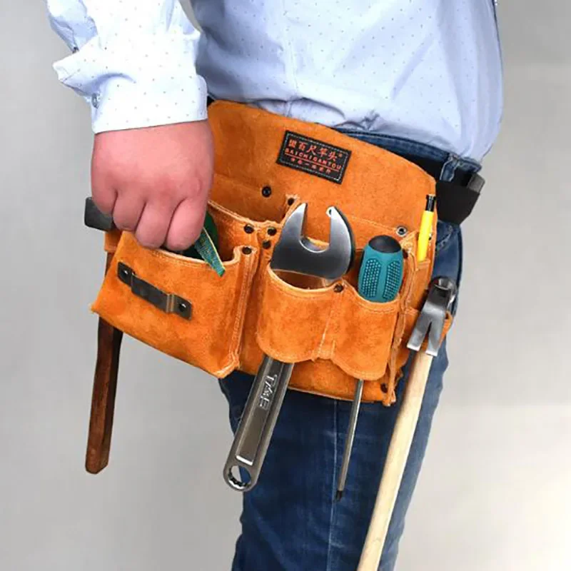 

Cowhide Multifunctional Waist Tool Bag Carpenter Professional Tools Storage Bags Hardware Nail Repair Kit Organizer Accessories