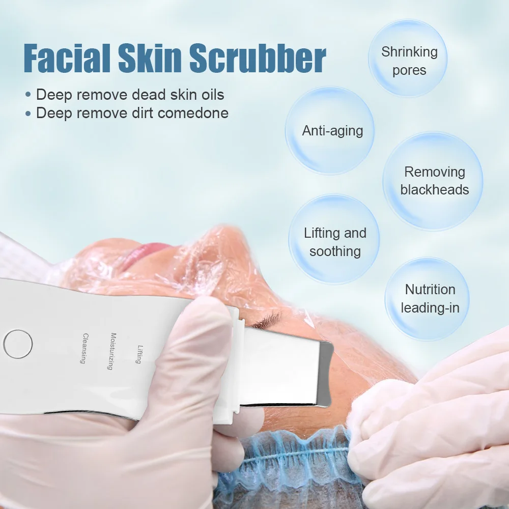 Ultrasonic Skin Scrubber Deep Face Cleaning Machine Remove Dirt Blackhead Reduce Spots And Wrinkles Facial Whitening Lifting