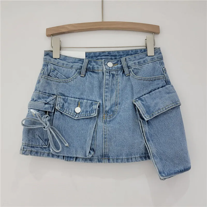 

Cowboy Short Skirt Women's Spring/Summer High Waist A-line Irregular Workwear Half Skirt