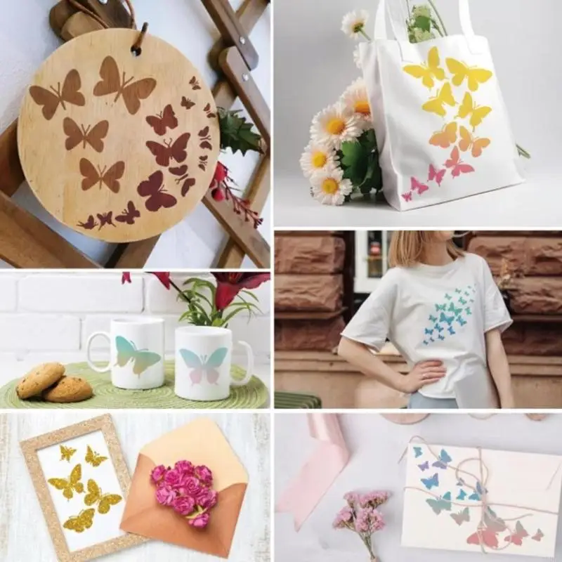 15pcs 나비와 꿀벌 회화 템플릿 공예를위한 나무 사인 벽 예술