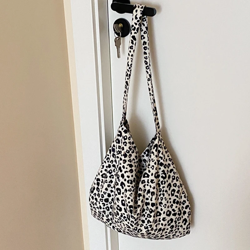 Women's Bag Cheap Casual Large Capacity Shoulder Bags Shopper Canvas Fashion Harajuku Zipper Leopard Pattern Print Handbags