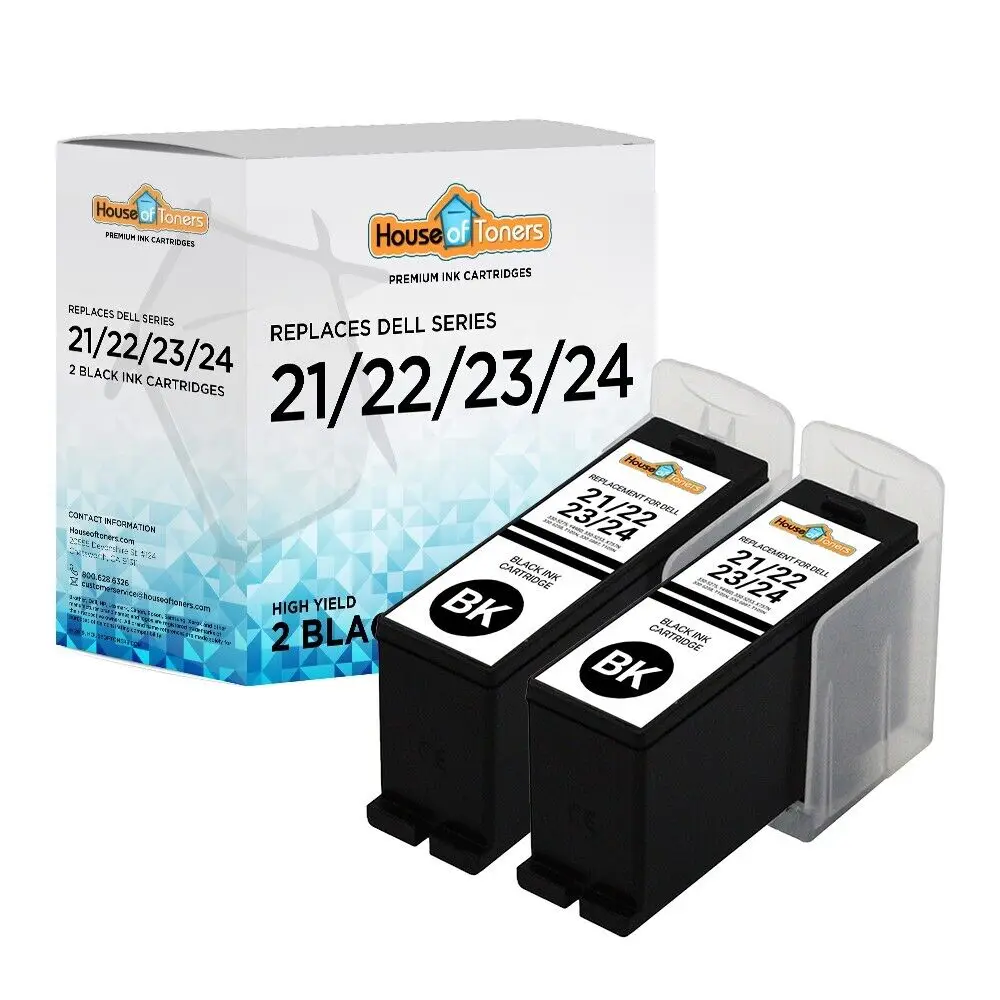 

2PK Series 21 22 23 24 Black Ink Cartridges for Dell V313w V715w Printer