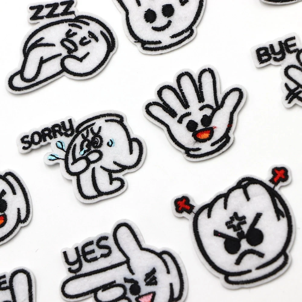 12 Stück hell leuchtendes Herz Happy face Patch Eisen auf Reparatur Patches gestickte Aufkleber Dekoration Abzeichen für Kleidung Apploqie – Detail 19