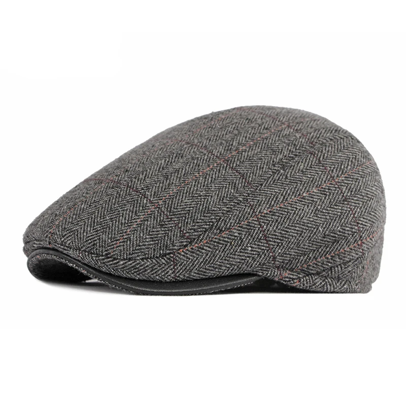 Beret Hat Woolen Beret Winter Beret Hat Men Middle Age Elderly Hat for Male Twill Flat Peaked Cap with Earflap Visor Warm Driver Beret Retro