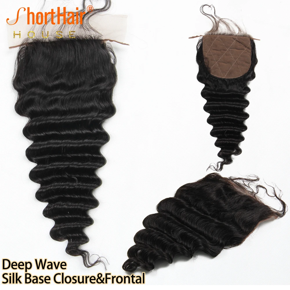 Deep Wave Silk Base Human Hair 13x4 Lace Frontal Only Ear To Ear Remy Human Hair Brazilian Free Part 4x4 Lace Front Closure