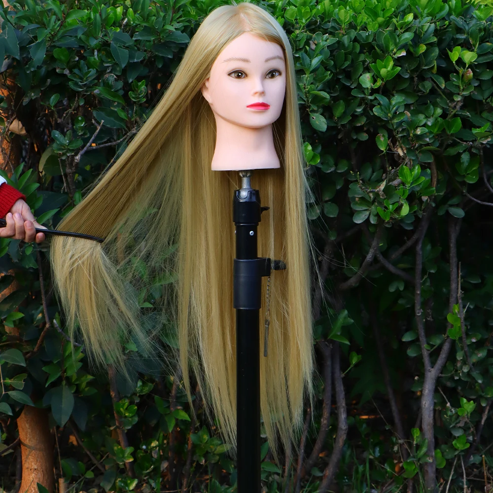 Synthetic Hair Mannequin Dolls Head 75-80cm For Hair Training Styling Female Hairdressing Mannequin Head With Braiding Prac