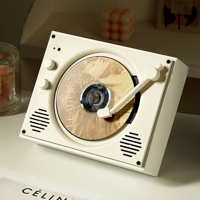 New Retro wall-mounted CD player player listen to albums English Bluetooth playback repeat record white home CD