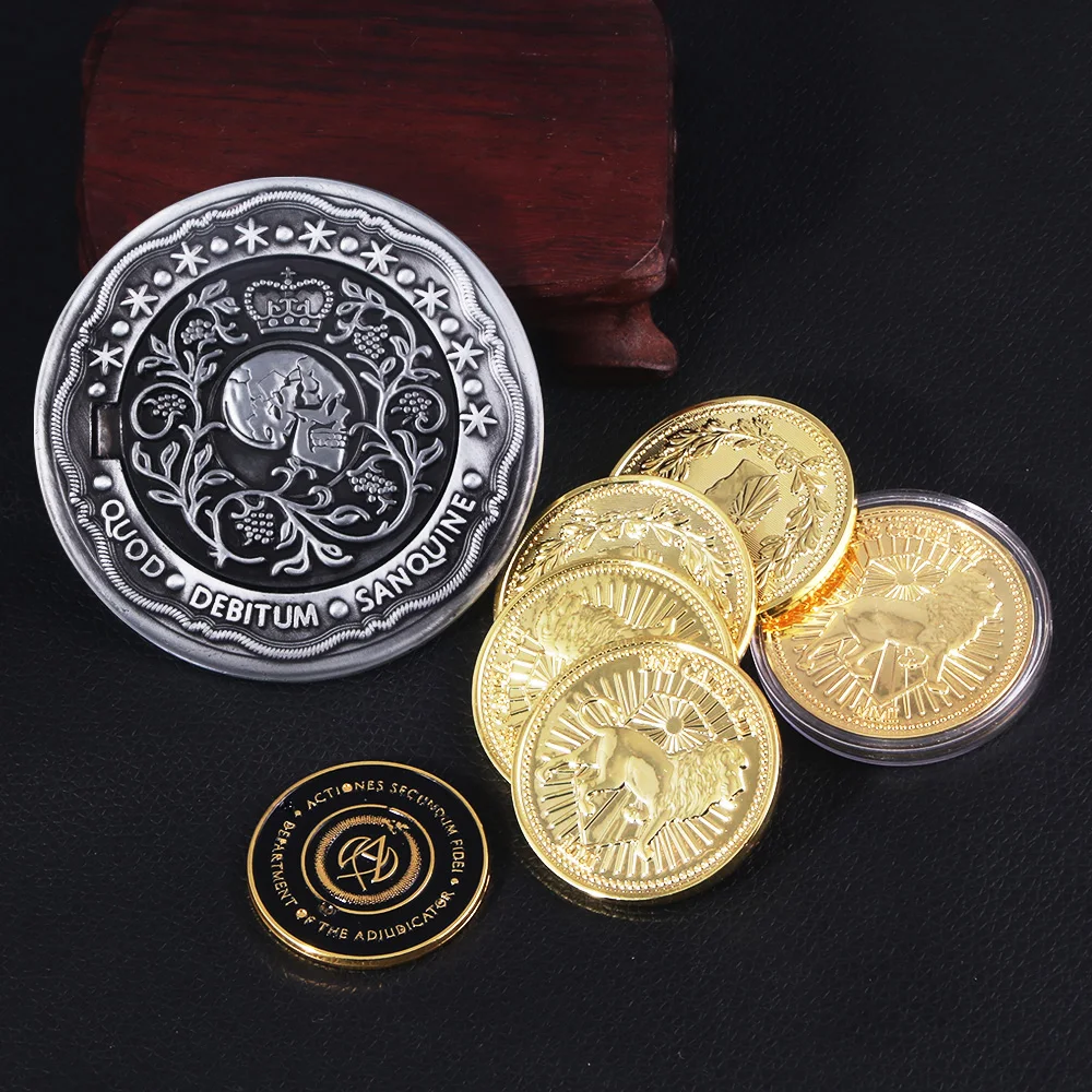 John Wick Coin Skull Keychain Blood Oath Marker Can Open Magnets Magnetically Attract Coin Props Simulation Accessories