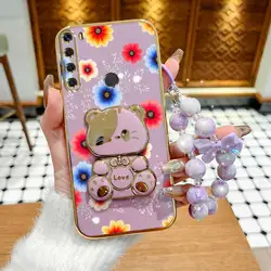 Colorful Flowers Phone Case Set with Lanyard and Stand - Redmi Note 7S (PURPLE)