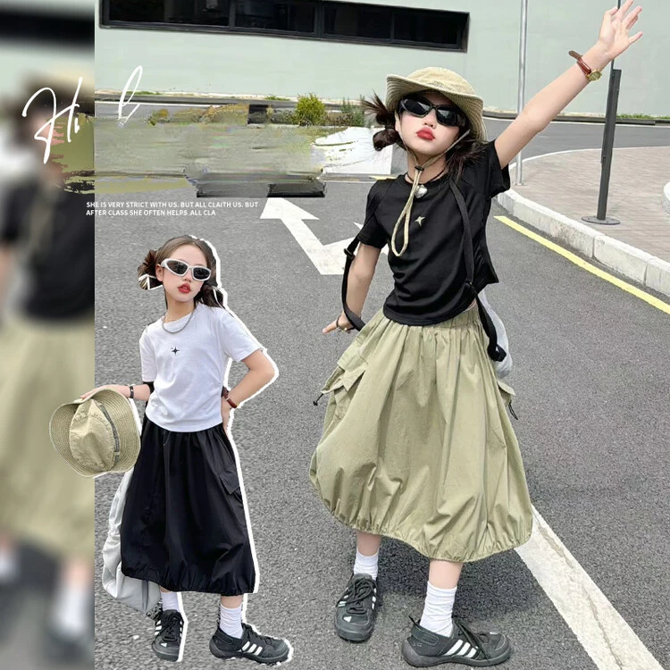 

Dresses for girls summer outfits children's casual sports long dresses dopamine dressing, trendy and cool 2 pieces