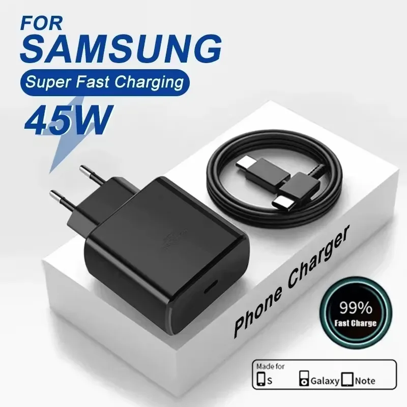 45W PD Charger Super Fast Charging For Samsung Galaxy S24 S23 Ultra Note Mobile Phone Type C Quick Charge Adapter Data Cable Set BEST SELLERS