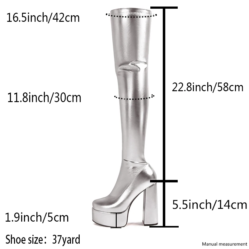 Platform Over The Knee Boots Women 2024 Fashion Pink Silver High Heels Women's Slim Stretch Thigh High Boots
