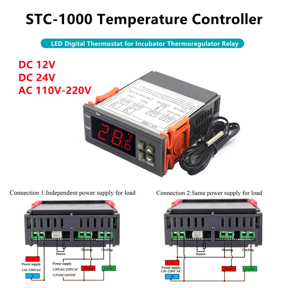 Termostato 10A Com Sonda De Sensor NTC STC-3028 12V/24V/110-220V
