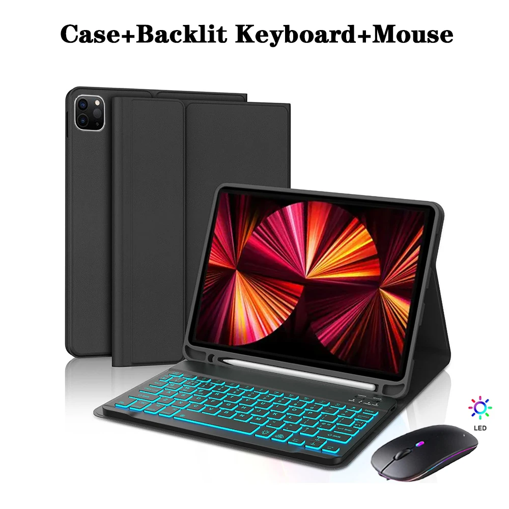 Premium Keyboard Case with Detachable Bluetooth Keyboard and Pencil Holder
