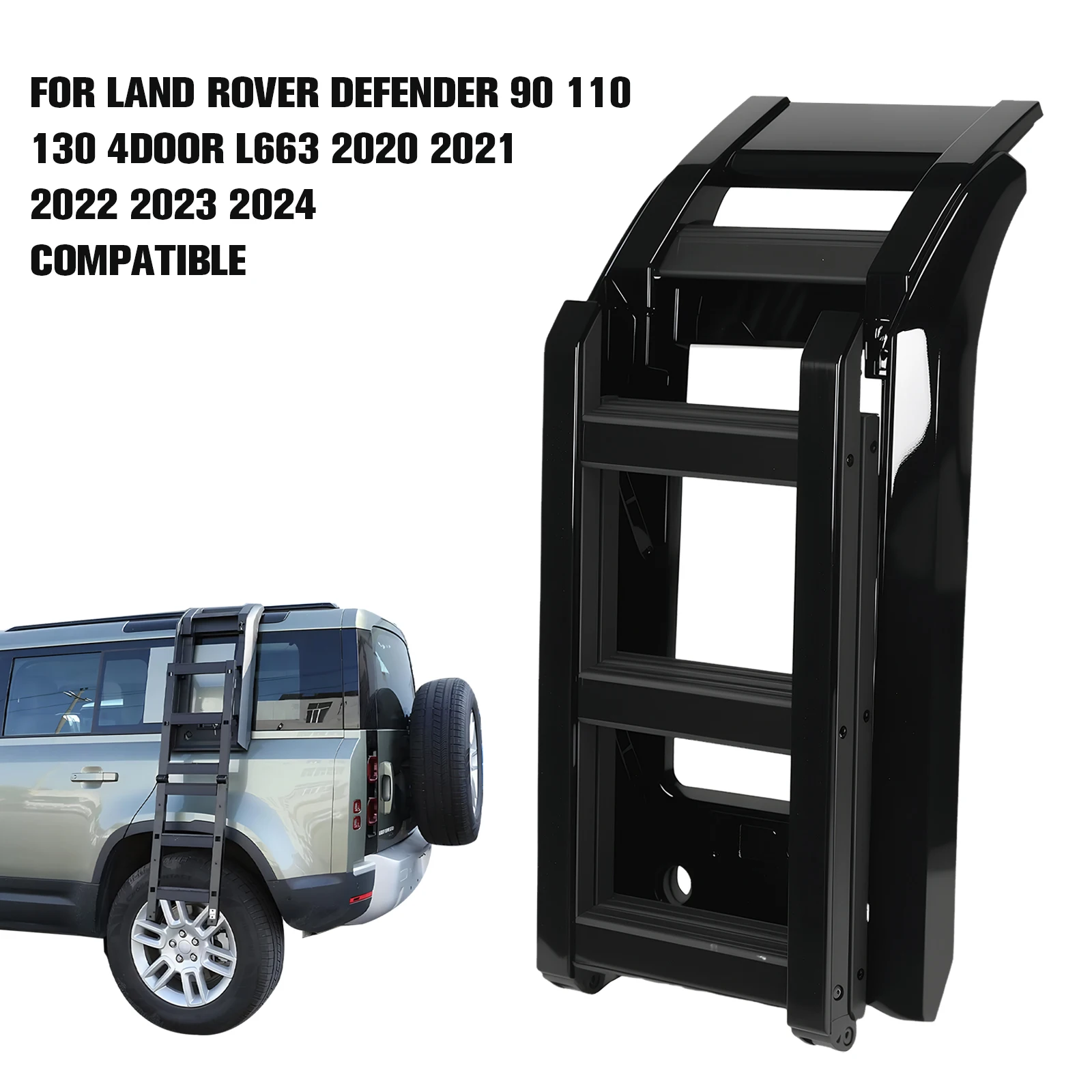 Side Roof Rack Access Ladder Aluminum Alloy Telescopic Deployable Side Ladder for Land Rover Defender 90/110/130 L663 2020-2024