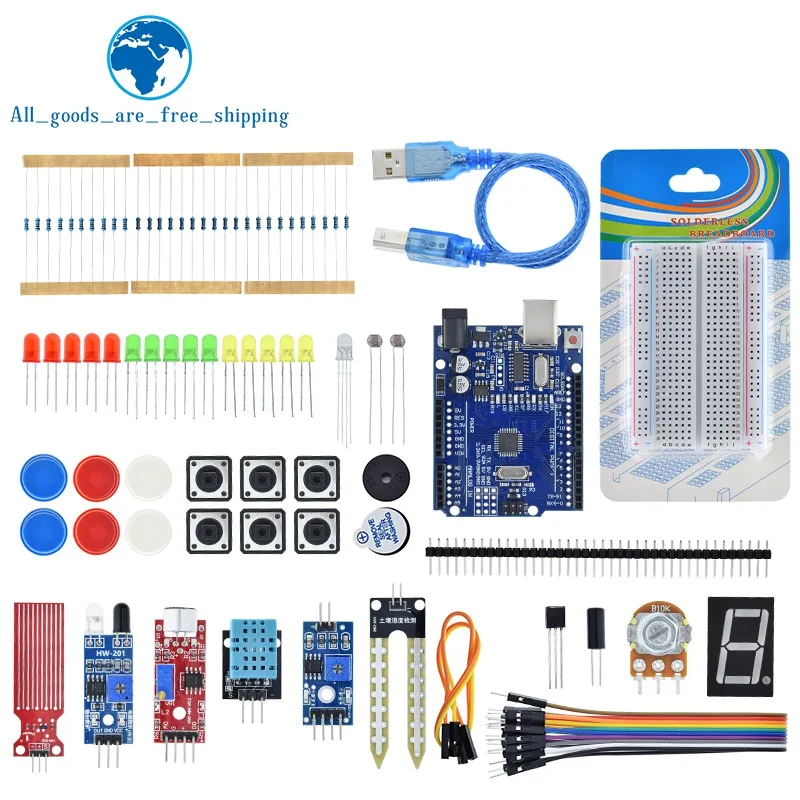 TZT Basic Starter Kit for Arduino Uno Set R3 DIY Kit – R3 Board / Breadboard + Retail Box