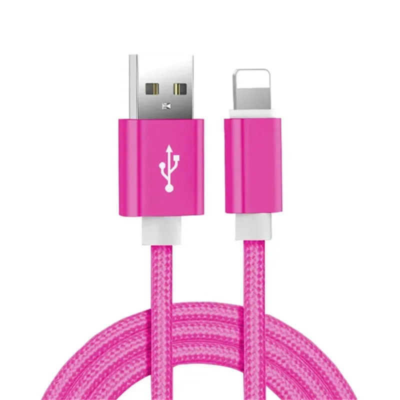Нейлоновый плетеный шнур 0,2 м, 1 м, 2 м, 3 м, кабель USB для зарядного устройства для Apple iPhone 13, 12, 11, XS Max, XR, 5S SE, 6, 6S, 7, 8 Plus, iPad 4 Mini, 2 Air