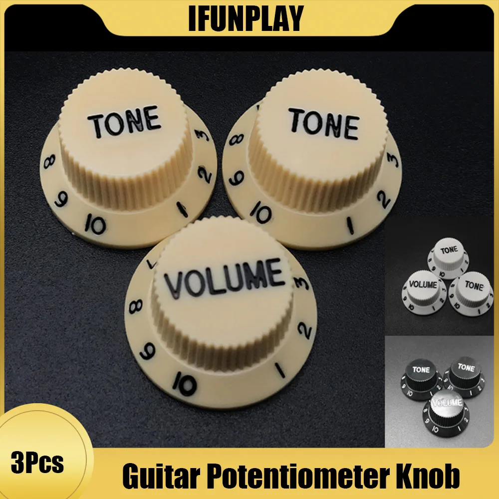 3pcs Electric Guitar Volume Tone Speed Control Knobs Plastic