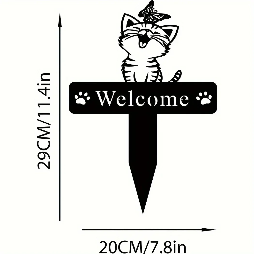 Description Picture 4 of itemCat Garden Stake, Metal Cat With Butterfly Memorial Stake Cat Name Yard Stake,Metal Sign Christmas Yard Stake,Cat Garden Sign