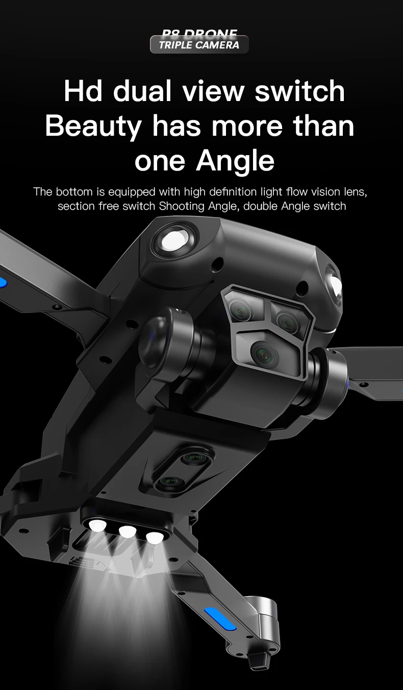 Lenovo-Drone professionnel P8 Pro 8K, caméra double HD 8K, moteur sans balais 5G, quadrirotor pliable, jouets cadeaux, 5000m