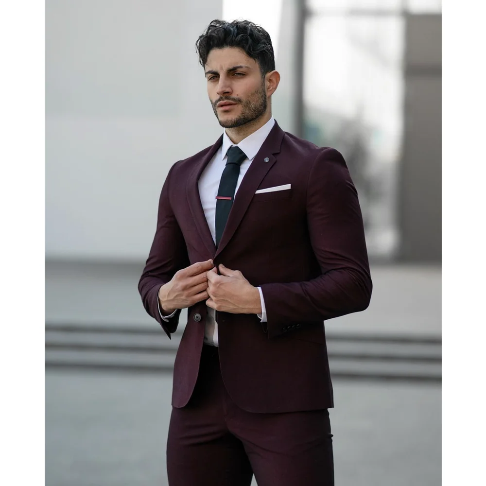 Suit Mens Two Button Notch Slim Fit 2 Piece Suit All Colors