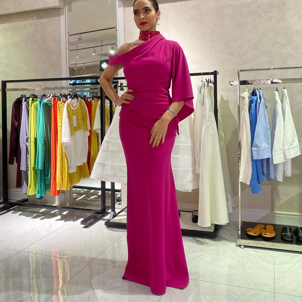 

ROSELLA Фиолетовое Женское платье на одно плечо для особых событий длиной до пола с рукавом до локтя Русалка Саудовская вечерняя одежда Новинка 2023