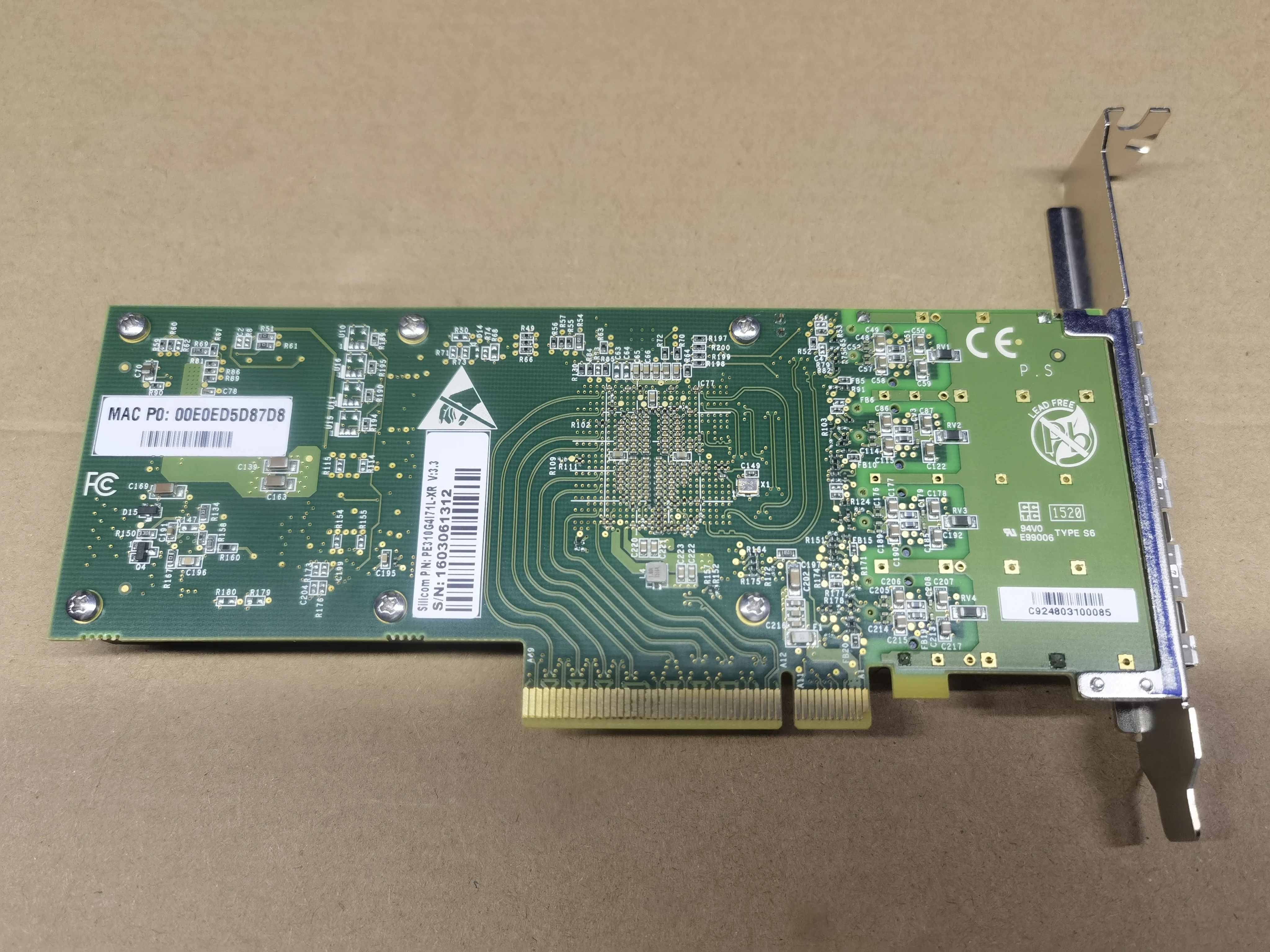 실리콘 PE310G4I71L-XR 네트워크 카드, 쿼드 포트 PCIe x8 X710, V3.3, 10Gb
