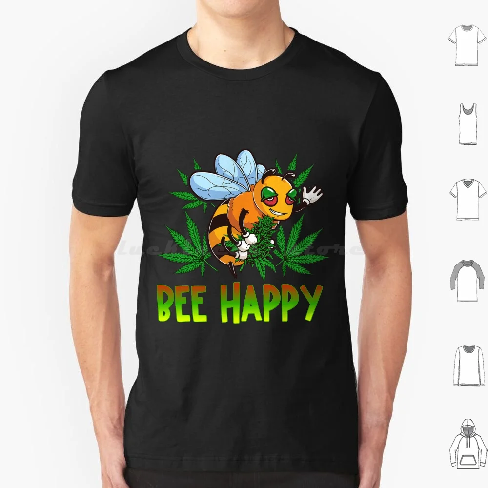 Funny Bee Happy Weed Leaf 420 Day Stoner T Shirt 6Xl Cotton Cool Tee Stoner Weed Smoking Jetta 420 Day Leaf Smoker