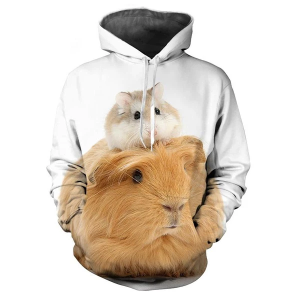 

2023 New Design 3D Guinea Pig Printed Hoodies Animal Guinea Pig Pattern Sweatshirt Casual Tops Fashion Couple Hoodies