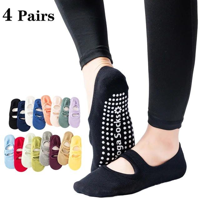 4 Pairs Women's Yoga Socks Non-Slip Backless Ballet Dance Floor Bandage Pilates Gym Workout Slipper Socks for Sport 4 Pairs Women's Yoga Socks Non-Slip Backless Ballet Dance Floor Bandage Pilates Gym Workout Slipper Socks for Sport
