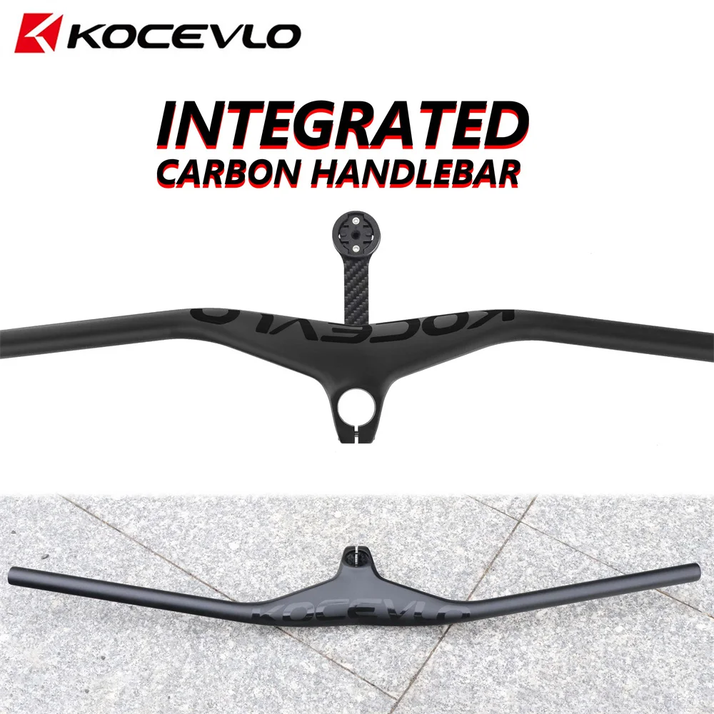 

KOCEVLO Carbon Handlebar Bike MTB Integrated Handlebars 28.6mm -17 Degrees Stem 70/80/90/100mm For Mountain Bike