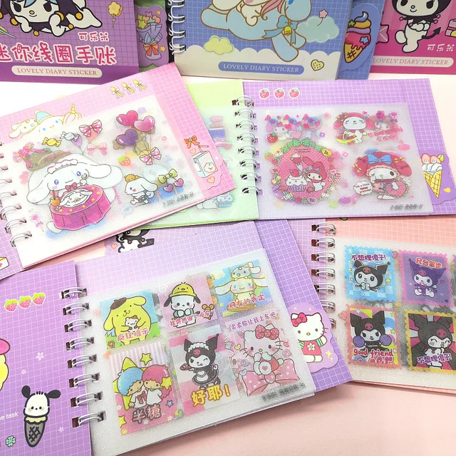 20/40pcs Sanrio Sticker Coil Book Hello Kitty Kuromi My Melody Diy Hand Account Decorative Scrapbook Stationery School Supplies 4