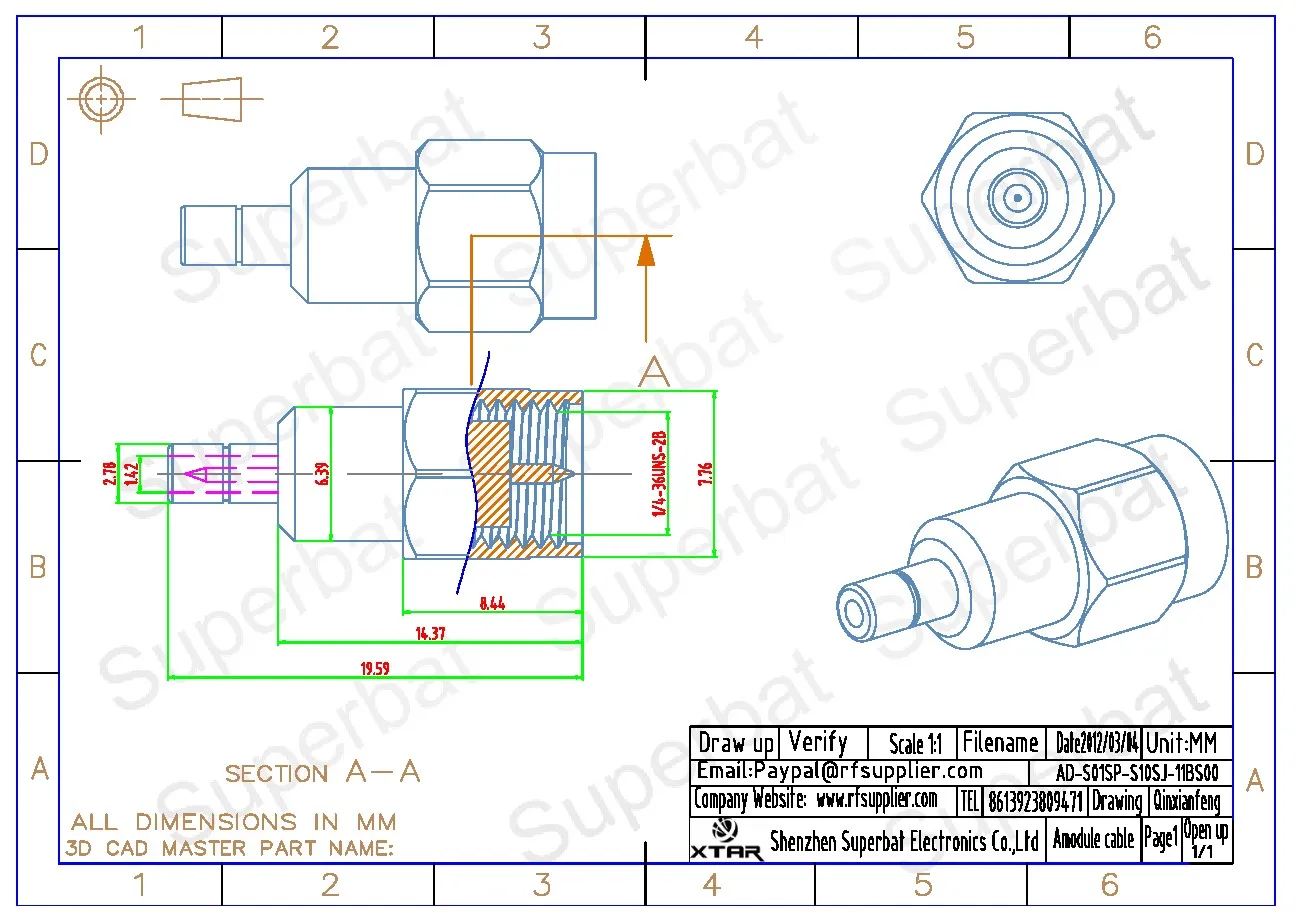 Superbat 2pcs SMA Male to SSMB Female Straight RF Wifi Connector Adapter for Electronic Components Market