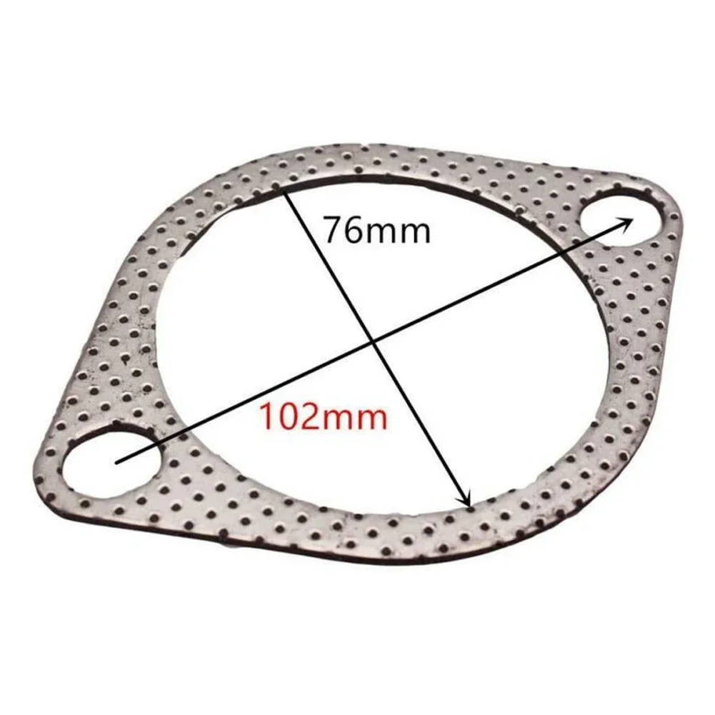 2Pcs 76mm Car Sliver Exhaust Gasket Flange 2 Bolt 3" Inch Downpipe Metal Multi Layer Reinforced Gasket exhaust gasket