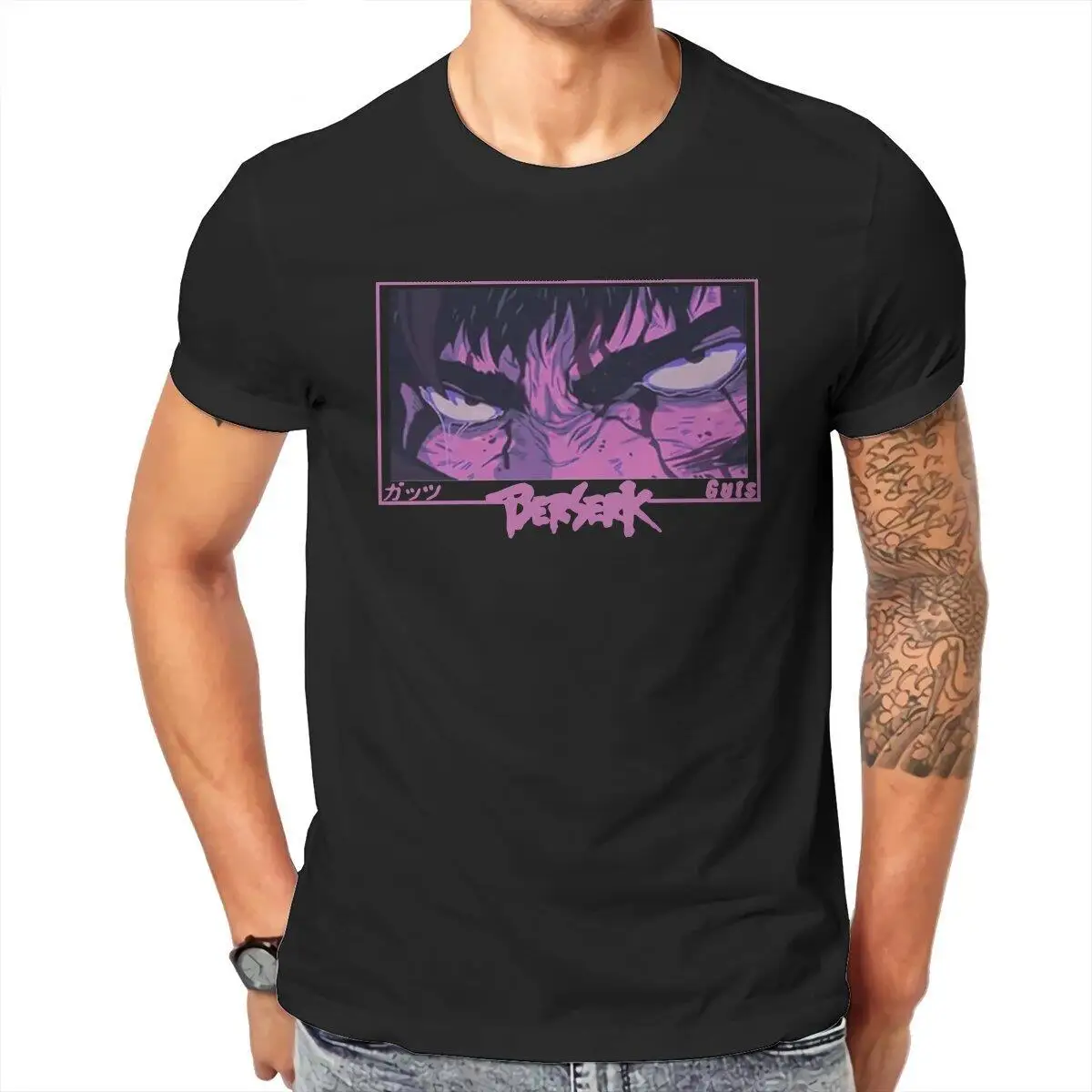

Japanese Anime Eyes T-Shirt for Men Berserk Guts Swordsman Manga Funny 100% Cotton Tee Shirt T Shirts 4XL 5XL 6XL Clothes