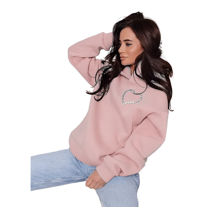 2023 Autumn and Winter New Hot Diamond Butterfly Sweater Thick Black Loose Hooded Loose Pullover Casual Top Crewneck Sweatshirt