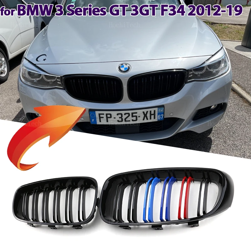  For BMW 3 Series GT/F34 2013-2019 Shiny Black Front Kidney  Grille Grill Double Line : Automotive