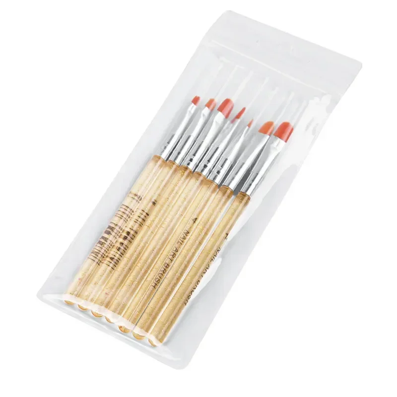 7Pcs/Set Nylon Hair UV Gel Acrylic Nail Art Builder Brush Pen Drawing Pens For Nail Design Nail Supplies For Professionals 6