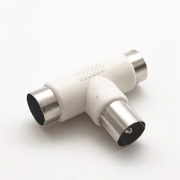 TEE plug ตัวแยกสัญญาณทีวีแบบ T-Type 2ทาง, ตัวแยกเสาอากาศสายโคแอกเซียลปลั๊กตัวผู้ไปยัง2x อะแดปเตอร์เชื่อมต่อเสาอากาศตัวเมีย 1