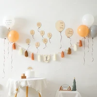 Kids Balloon Milestone Number Monthly Memorial Card Newborn Baby Party Wooden Engraved Age Photography Accessories Birthing Gift 2