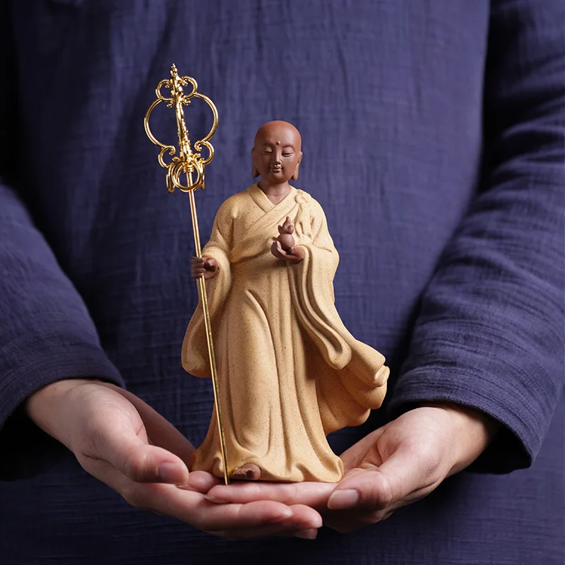 Ksitigarbha Statue of Buddhism Sculptures, Ceramic Buddha Figurines, Meditation Room, Tearoom Temple Ornaments, Zen Decoration