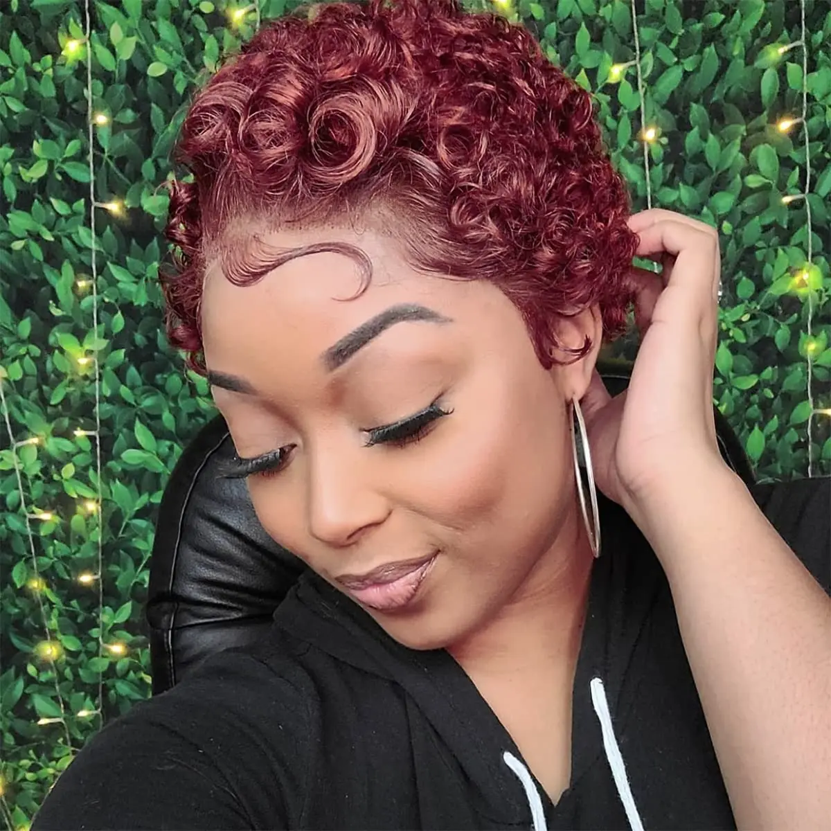 13X1 Human Hair Lace Front Wigs Curly Pixie Cut Lace Front Wigs for Women 6 Inch